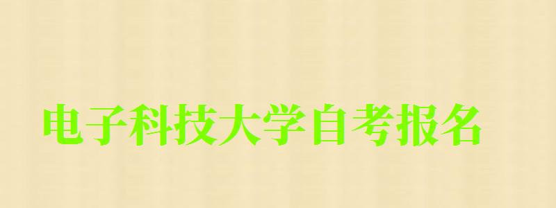 電子科技大學自考報名 電子科技大學自考報名
