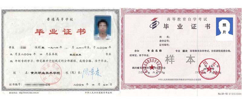 自考本科與專升本畢業(yè)證書對比