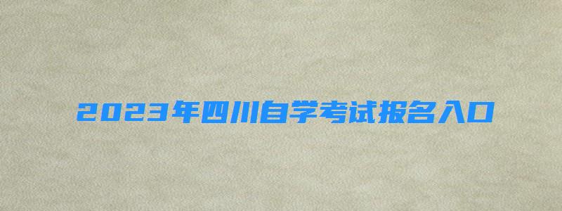 2023年四川自學(xué)考試報(bào)名入口